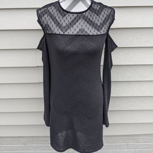 Long sleeve black dress, mesh detail